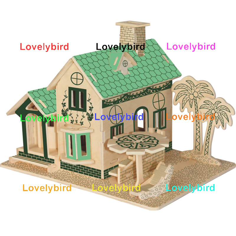 Lovelybird Toys Benutzerdefiniertes 3D-Holzpuzzle Villa mit Meerblick
