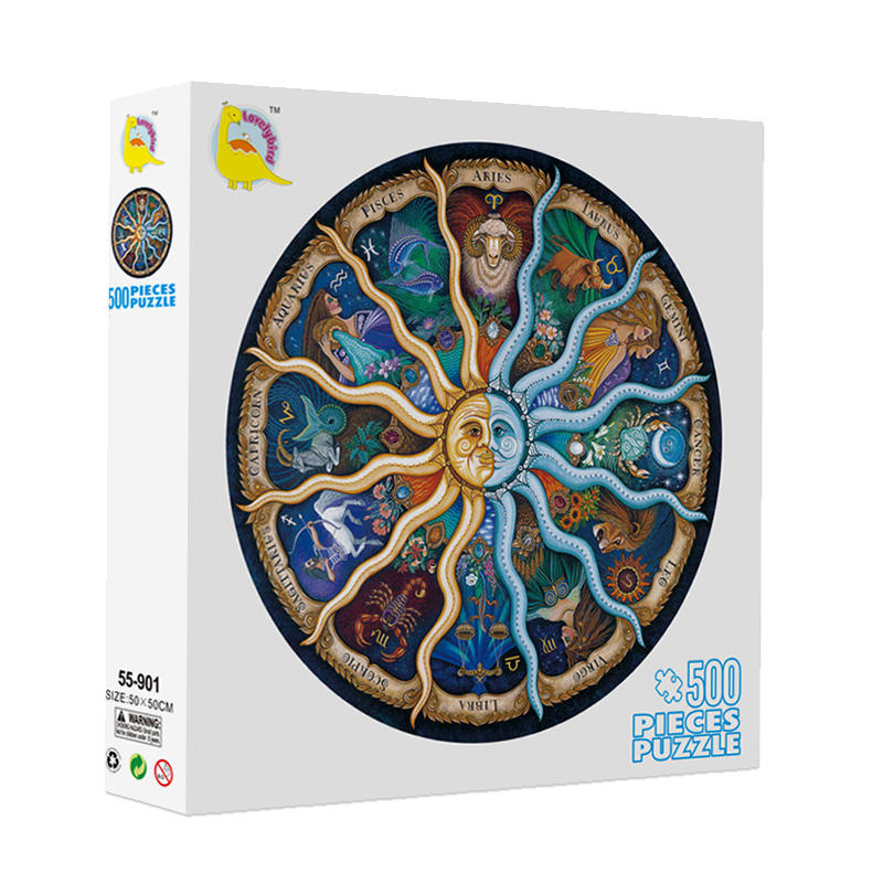 Lernspielzeug für Erwachsene, 500 Teile, runde Puzzles, 12 Constellation Palace-Puzzles für Jugendliche